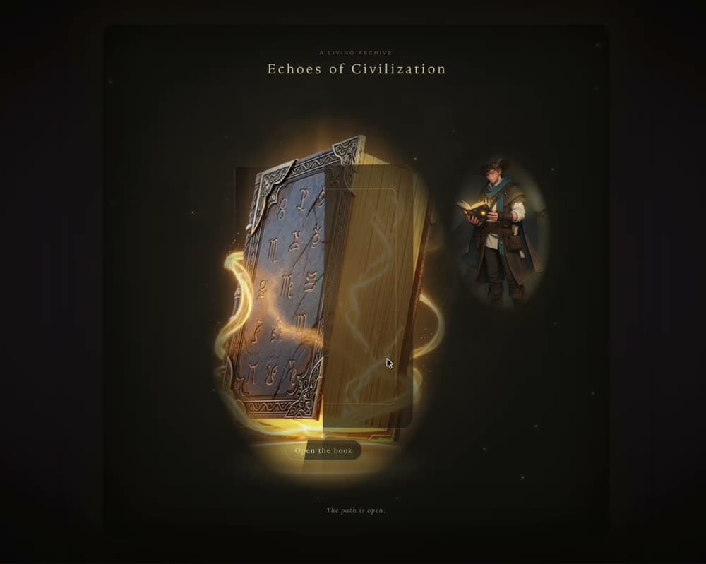 Discover the book: still from the demo