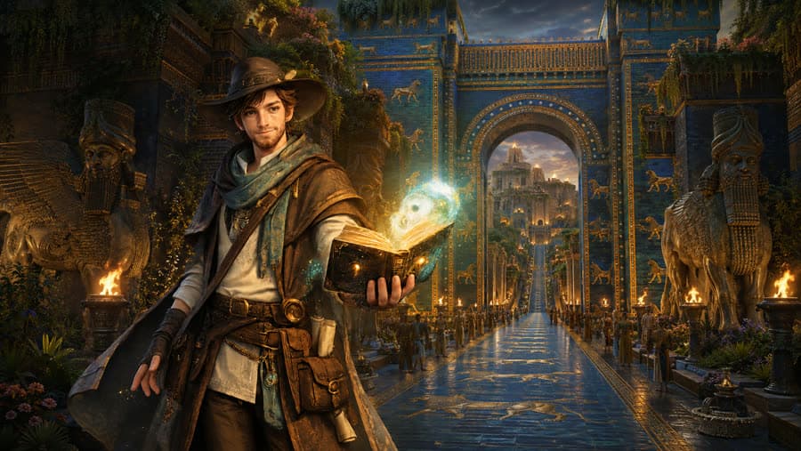 Babylon: Enter the city behind the blue gate.